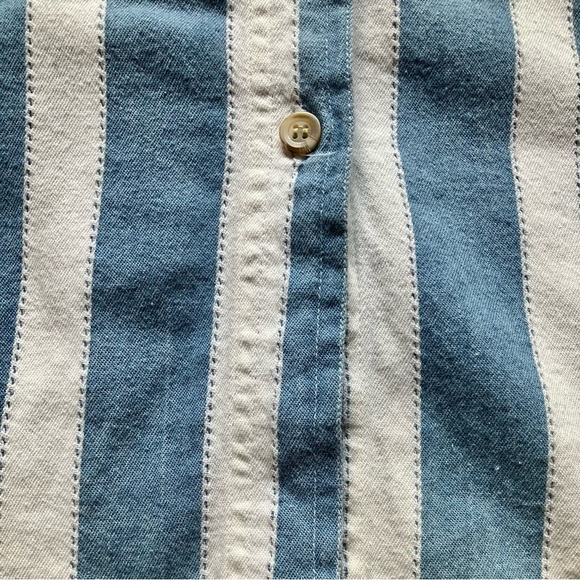 Vintage 100% Cotton denim striped button down sleeveless Ever Blue by Triple 5 - Picture 4 of 5